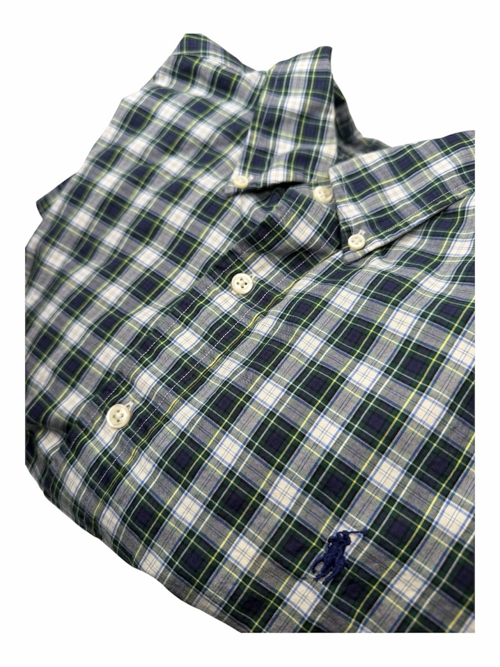 Ralph Lauren Classic Fit XL Long Sleeve Shirt Green White Blue Blue Pony